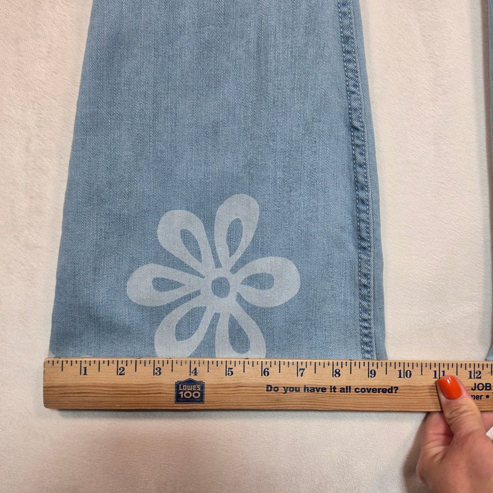 Hollister Vintage Flare Jeans Womens 00R Blue Floral Boho Y2K Festival Retro - Picture 8 of 13